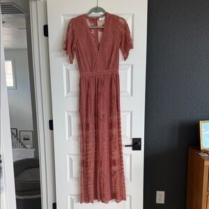 Socialite Lace Maxi Dress in Terracotta